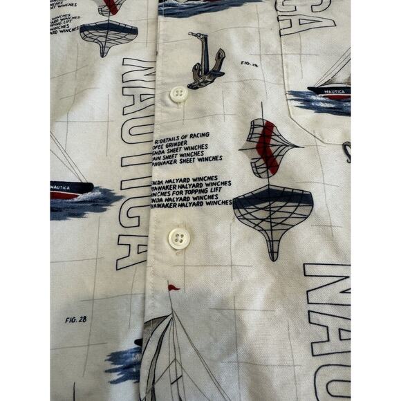 Vintage 90s Nautica Shirt Mens XL Logo Print Bold‎ Yacht Club Sailing Nautical - Picture 3 of 4